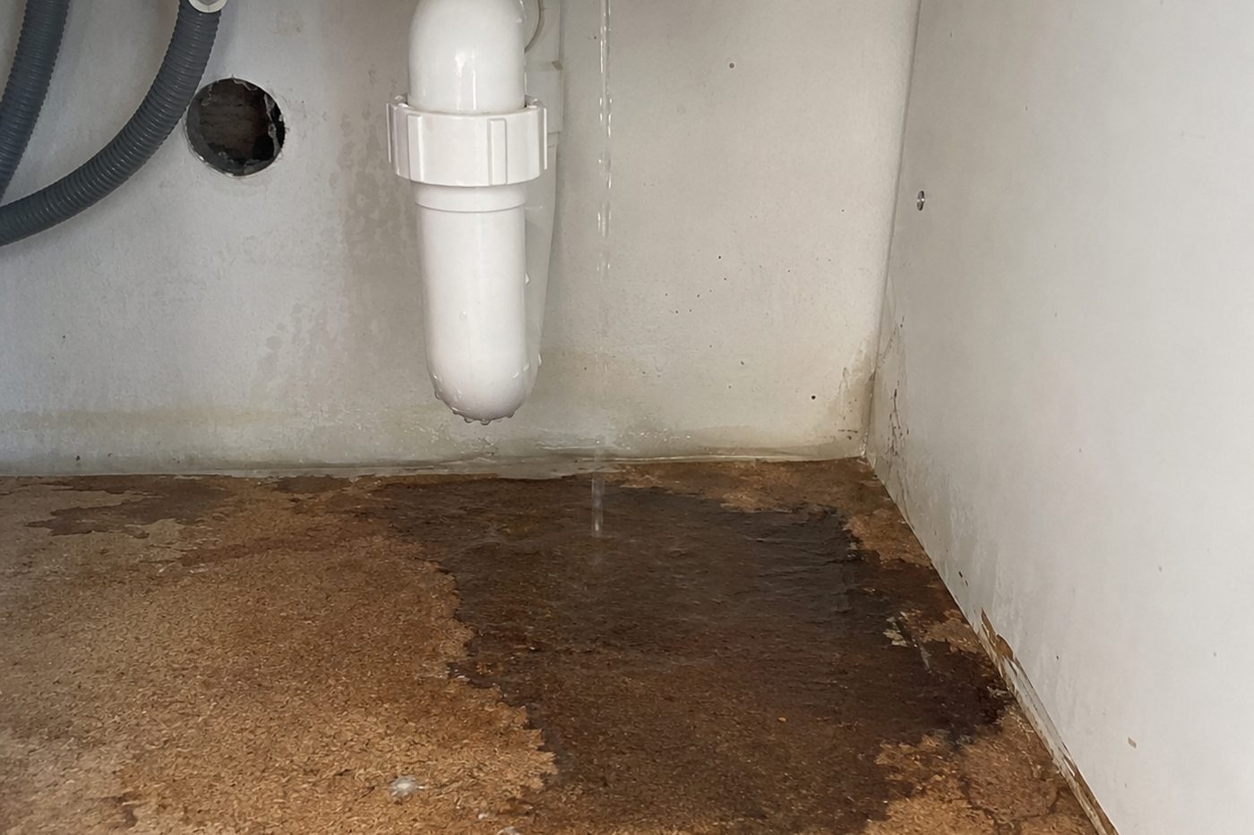 Appliance leak onto a kitchen floor in a Hull home