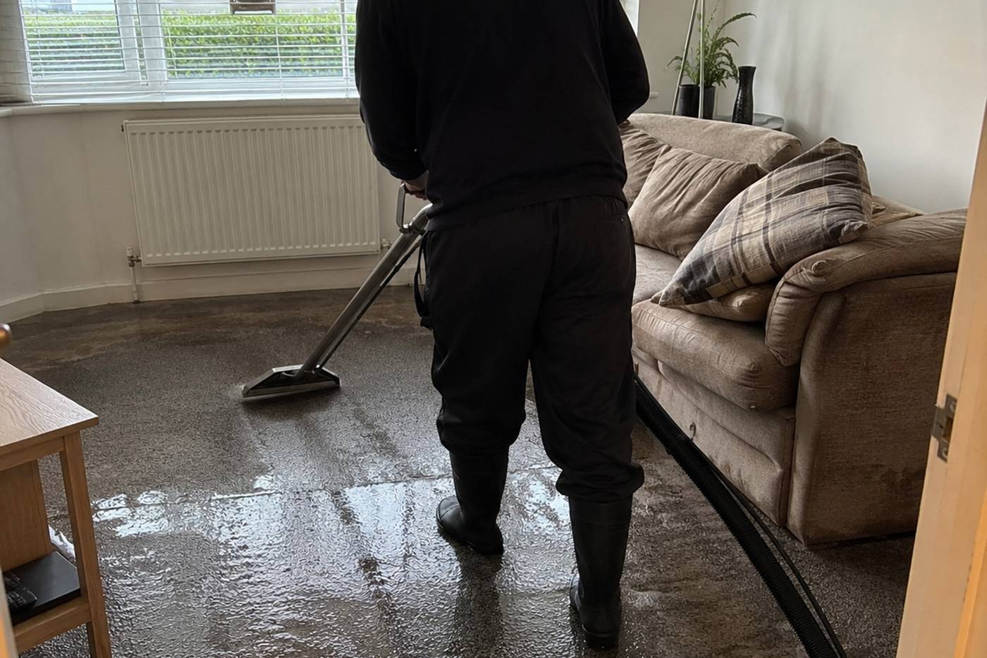 Water damage restoration work in a Hull property