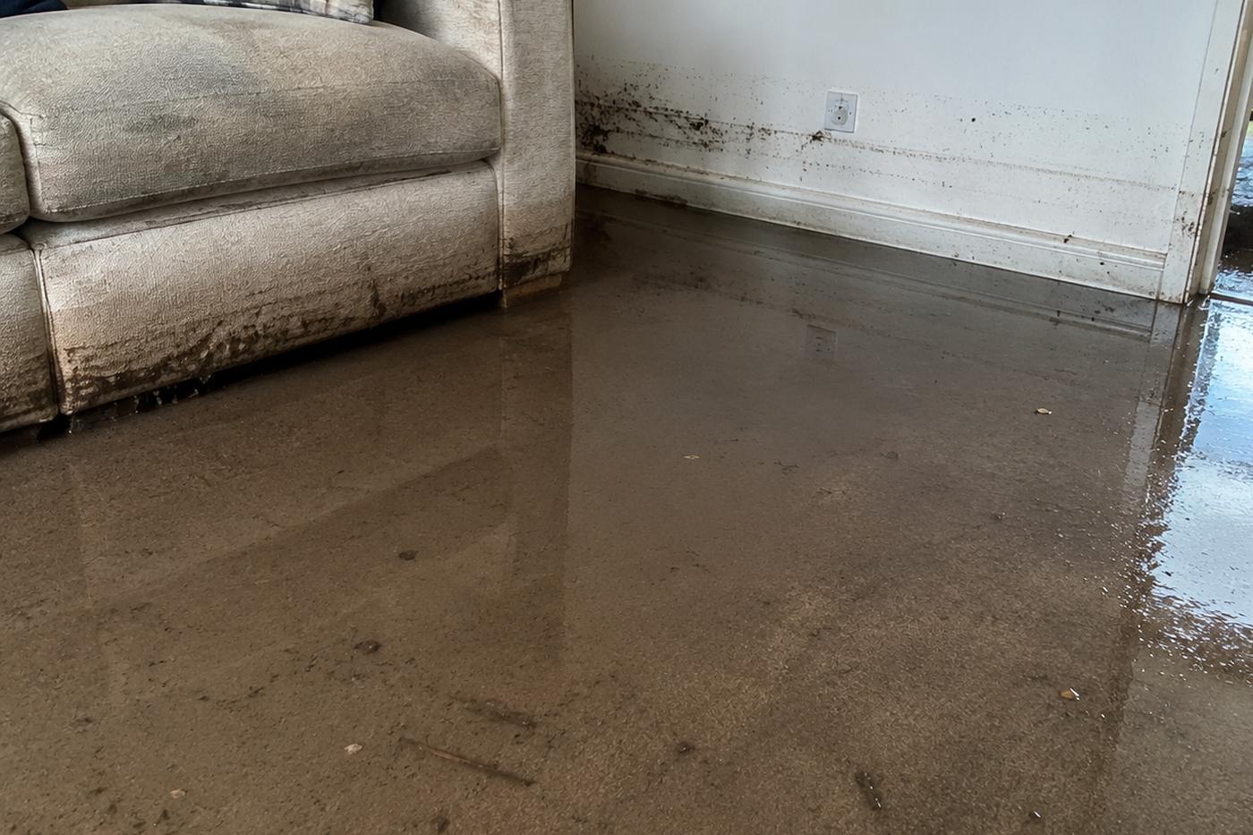 Contaminated water across the floor of a Hull property